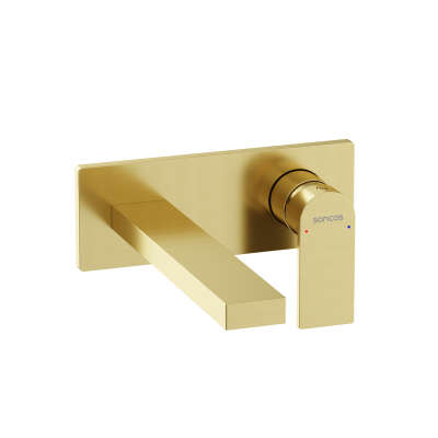 Смеситель для раковины SANCOS Studio c внутренней частью, брашированное золото, PVD покрытие,  SC9017BG