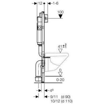 Система инсталляции для унитазов Geberit Delta 21 UP100 458.120.11.1 3 в 1 с кнопкой смыва
