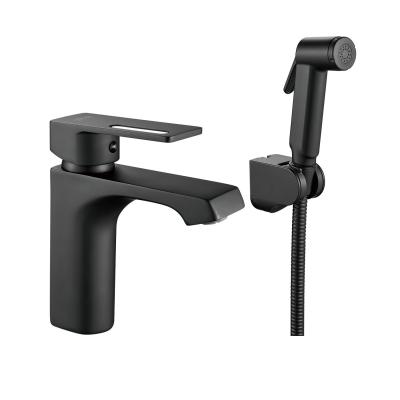 Смеситель для раковины с гигиеническим душем Raffine F171H, черный