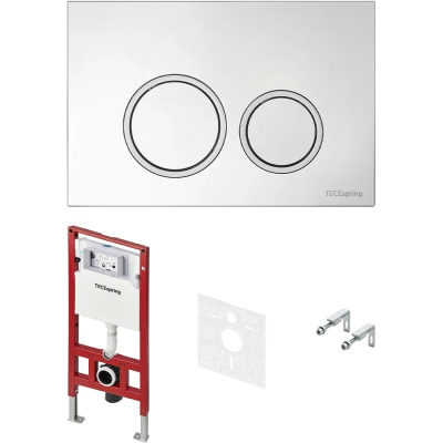 Инсталляция для унитаза Tece TECEspring R S401101 с кнопкой смыва, хром
