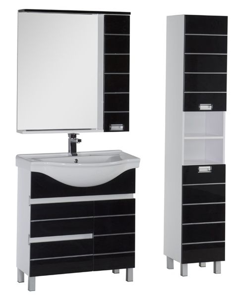 Тумба под раковину Aquanet Доминика 00172376 80, 1 корзина, черная