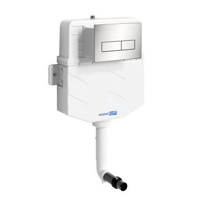Бачок скрытого монтажа WasserKRAFT 10TLT.031.ME.BN03 с кнопкой смыва, белый, никель