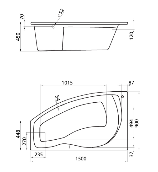Ванна акриловая Santek Майорка 1WH111984 L 150х90 см