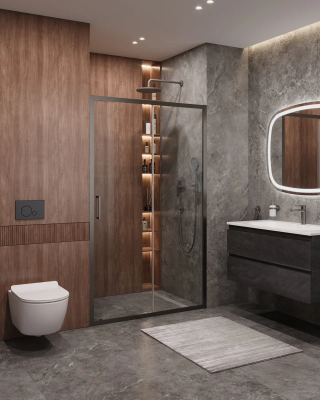 Душевая дверь Cezares Molveno MOLVENO-BF-1-120-C-GM-IV 120 см, профиль оружейная сталь матовый, стекло прозрачное