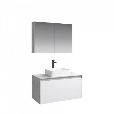 Мебель для ванной Aqwella 5 stars Mobi MOB0110BS+MOB0710W 100 бетон светлый/белый