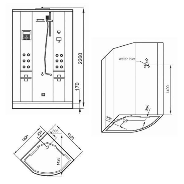 Душевая кабина Eago DZ962 F8 чёрное стекло