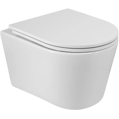 Унитаз подвесной Cezares Liner CZR-38083-49-TH-TOR/SC безободковый, торнадо, с сиденьем микролифт, белый