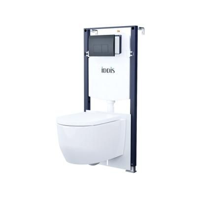 Комплект 3в1: подвесной унитаз, инсталляция и клавиша смыва черная, Basic, IDDIS (BASAI02i73)