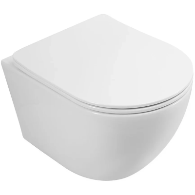 Унитаз подвесной Art&amp;Max Sanremo AM026CHR/SC безободковый, с сиденьем микролифт, белый