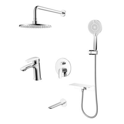 Комплект смесителей 2 в 1: Душевая система с изливом и смеситель для умывальника, глянцевый хром, Rora, Milardo, ROR0001M70