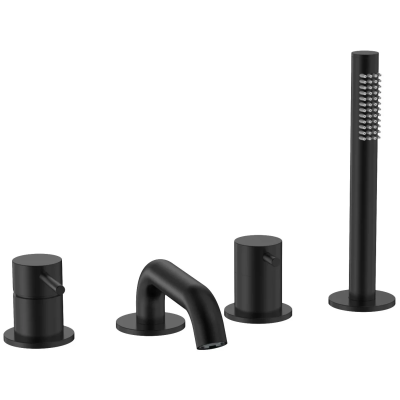 Смеситель на борт ванны AQUAme Siena AQM6219MB с душевым гарнитуром, черный матовый