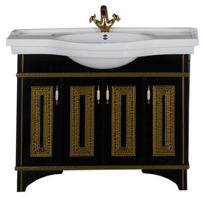 Тумба  для комплекта Aquanet Валенса 110 черный краколет/золото