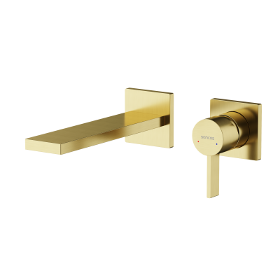 Смеситель для раковины SANCOS Linn c внутренней частью, брашированное золото, PVD покрытие,  SC9021BG