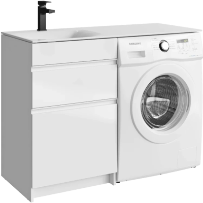 Тумба под раковину Aqwella Duet DU01052N 53,5 см, напольная, над стиральной машиной, белый глянец