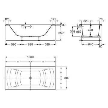 Ванна акриловая Roca Hall 248163000 180х80 см