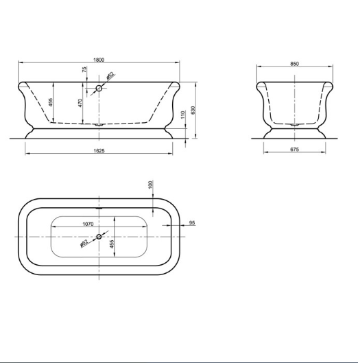 Акриловая ванна Tiffany World TW180 bi/cr 180х85 белый
