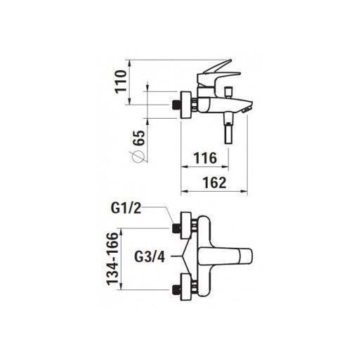 Смеситель Laufen Laurin 3.2120.7.004.400.1 для ванны, хром