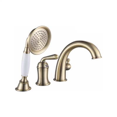 Смеситель на борт ванны однорычажный встроенный, 3 в 1 Rose R0212Q, Бронза