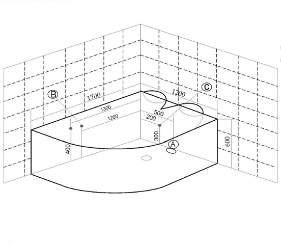 Акриловая ванна Frank F152R 170х120 см, с гидромассажем