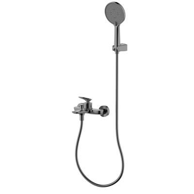 Смеситель для ванны однорычажный AQUAme Como, с душевым набором, 3 режима, серый матовый