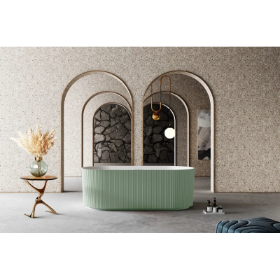 Ванна из литьевого мрамора Abber Stein AS9601MCG 170x75 см, отдельностоящая, белый матовый/зеленый матовый