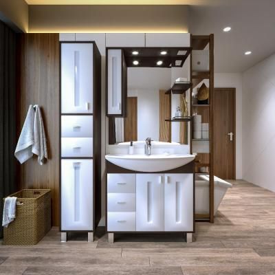 Комплект мебели для ванной Бриклаер БАЛИ 85LV, венге/белый