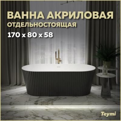 Ванна акриловая отдельностоящая Teymi Kati 170x80x58, чёрная матовая T130113