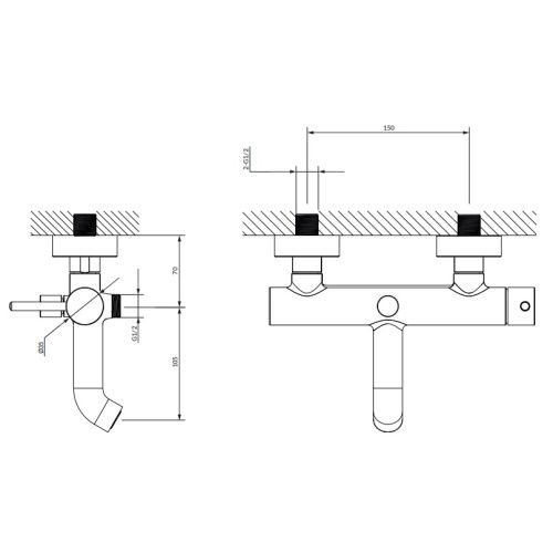 Смеситель Omnires Y Y1230BL для ванны, черный