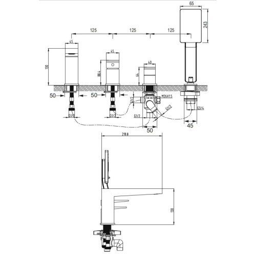 Смеситель Omnires Fresh FR7132CR на борт ванны, хром