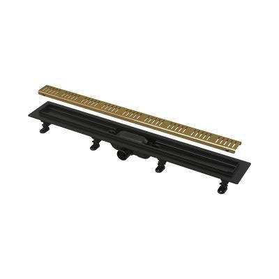 Душевой лоток AlcaPlast APZ10BLACK-550BRASS с опорами, черный матовый-бронза