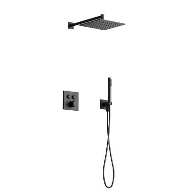 Душевой комплект с термостатом SANCOS Linn, с внутренней частью, черный матовый,  SC9022MB