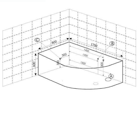 Акриловая ванна Frank F105R 170х80 см, с гидромассажем