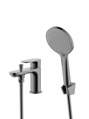 Смеситель врезной на борт ванны на 1 отв. Aquatek AQ1944BGM АЛЬФА , оружейная сталь