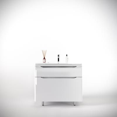 Тумба напольная "Марелла 90" (2 ящ.) Люкс антискрейтч белый глянец, PLUS