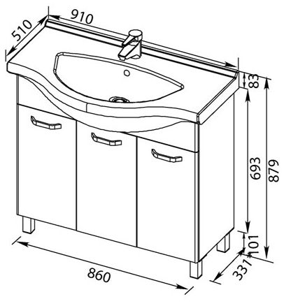 Тумба для комплекта Aquanet Глория 00171599 90 белая