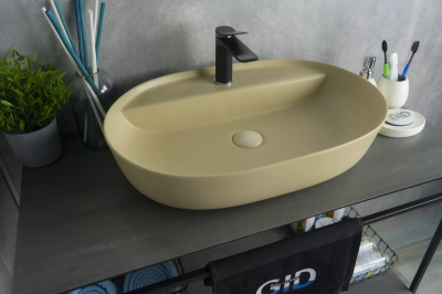 Раковина накладная Gid Sr1346 53343, Светло-коричневый матовый
