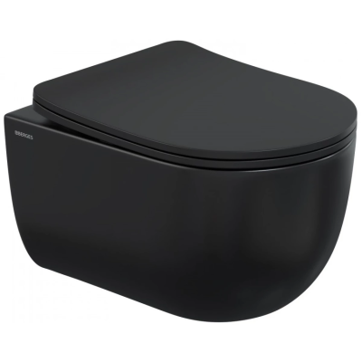 Унитаз подвесной Berges Ventas 082136 безободковый, с сиденьем микролифт, черный матовый