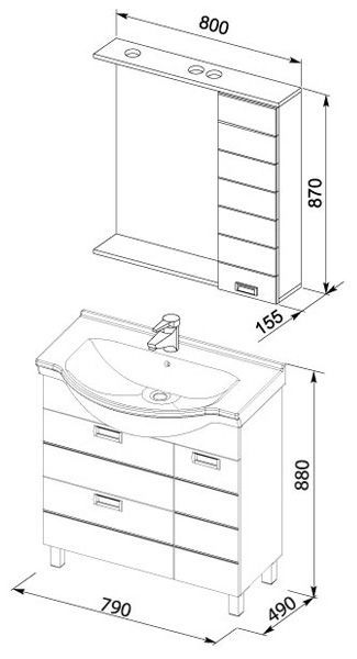 Тумба под раковину Aquanet Сити 00173128 80 белая