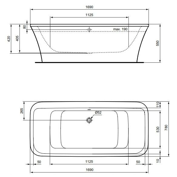 Ванна акриловая Ideal Standard Connect Air E113801 170х79