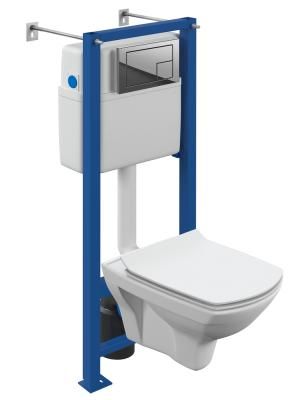 Комплект Cersanit CARINA XL CO DPL EO slim инсталляция VECTOR кнопка CORNER пластик хром глянцевый 64441, белый