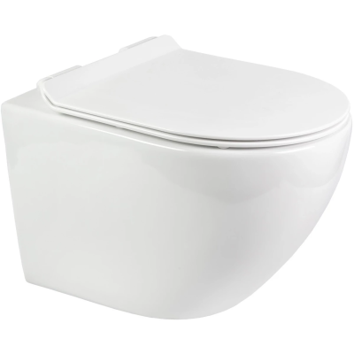 Унитаз подвесной Bond Oval F13-10 безободковый, торнадо, с сиденьем микролифт, белый глянец