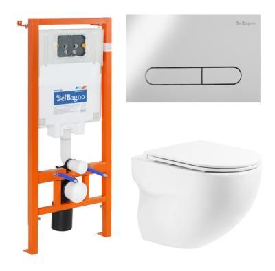 Комплект 4 в 1 BelBagno Onda BB066CHR/BB870SC/BB002-80/BB005-PR-CHROME с кнопкой