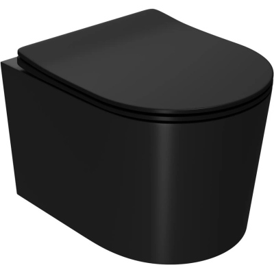 Унитаз подвесной Point Веста PN41701BM безободковый, с сиденьем микролифт, черный матовый
