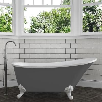 Ванна акриловая отдельностоящая Teymi Iva 162x69x76, серая матовая T130122