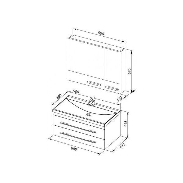 Тумба под раковину Aquanet Нота 00171494 90 светлый дуб