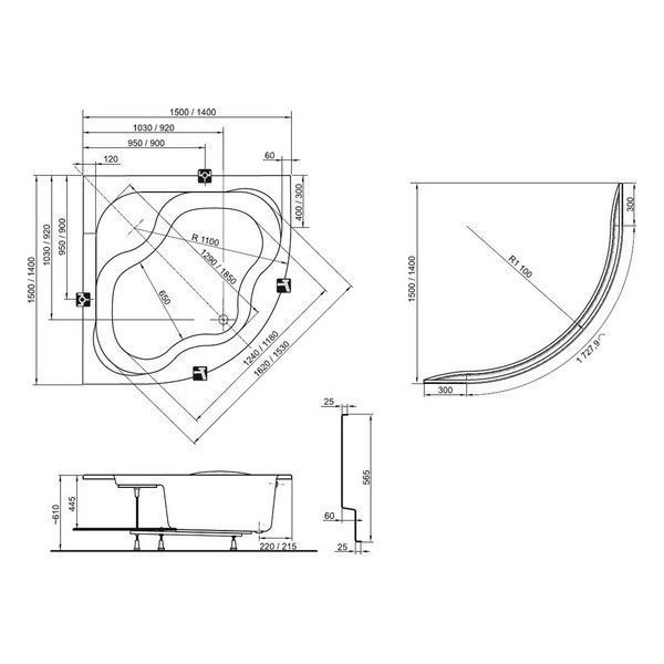 Ванна акриловая Ravak Gentiana CF01000000 140x140