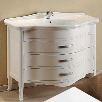 Тумба с раковиной Tiffany World Armony 112 напольная, белая матовая, ручки бронза