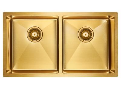 Мойка для кухни нержавеющая  Paulmark TWIN PM237844-BG, брашированное золото