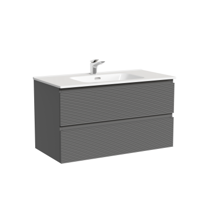 Тумба подвесная SANCOS Folk 890х445х500, c двумя ящиками оснащенными доводчиками, Grey soft, FL90GS