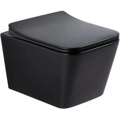 Унитаз подвесной GID Tr2144Bm безободковый, с сиденьем микролифт, черный матовый